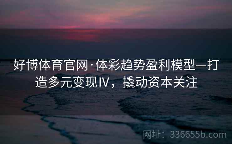 好博体育官网·体彩趋势盈利模型—打造多元变现Ⅳ，撬动资本关注